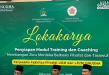 UNUGHA Cilacap dan UGM Gelar Lokakarya Kolaboratif: “Penyiapan Modul Training dan Coaching: Membangun Jiwa Merdeka Berbasis Filsafat dan Tasawuf”