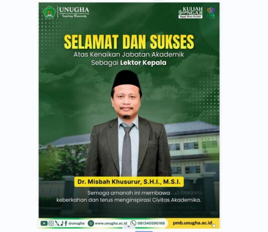 Raih Jabatan Lektor Kepala, Dr. Misbah Khusurur Perkuat Kiprah Akademik di UNUGHA Cilacap